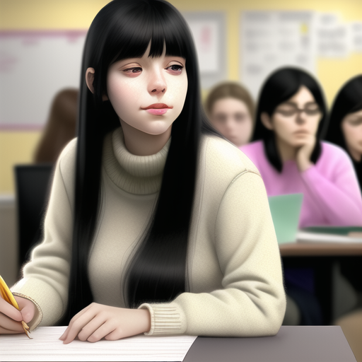 00218-78269287-1girl, solo, black hair, hair ornament, pencil, realistic, hairclip, long hair, long sleeves, crossed arms, blurry, indoors, clo.png